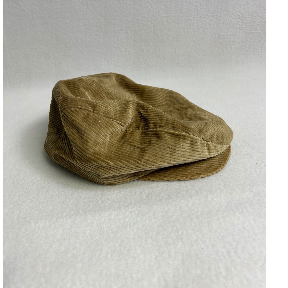 Vintage Dark Academia Unbranded Mens M Tan Corduroy Flat Cap Newsboy Hat